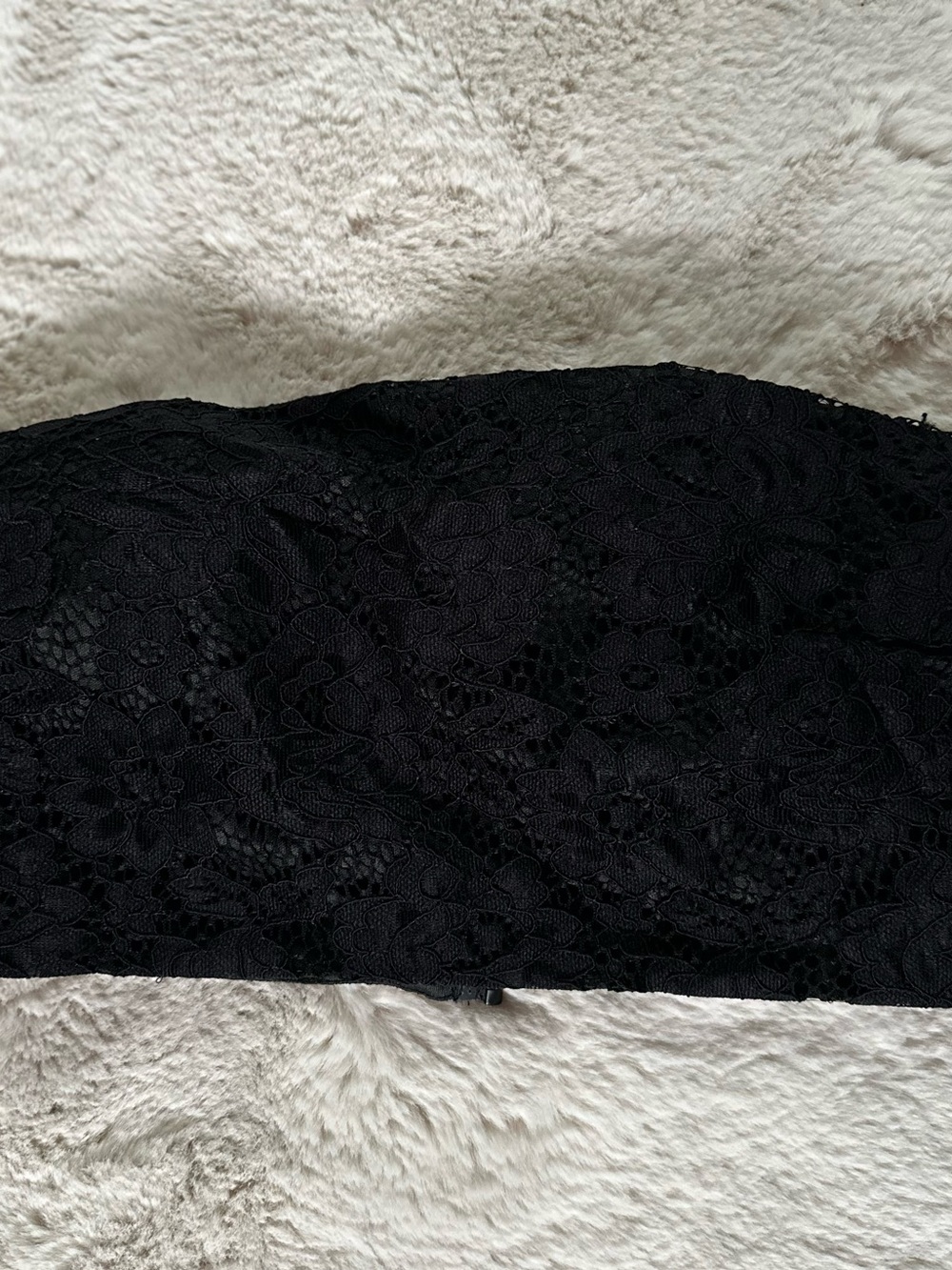 Black Lace Strapless Bandeau Top